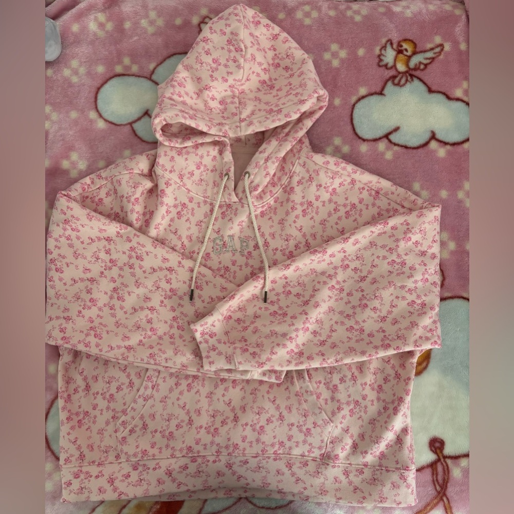 Loveshack Fancy x Gap pink floral hoodie
